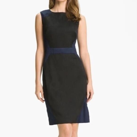 Adrianna Papell Jacquard Colorblock Sleeveless Textured Sheath MIDI Dress NWT - Picture 15 of 16